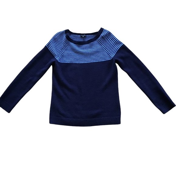 Talbots navy blue striped sweater - Picture 1 of 6